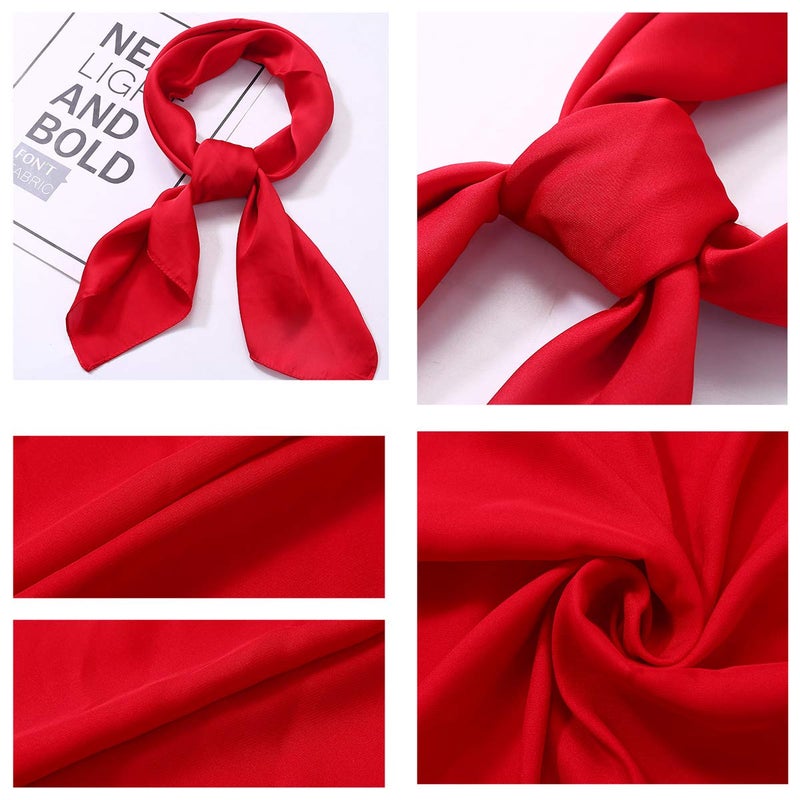 AOLIGE Hair Scarf Satin Head Neck Scarfs for Women (red), Medium - Image 5